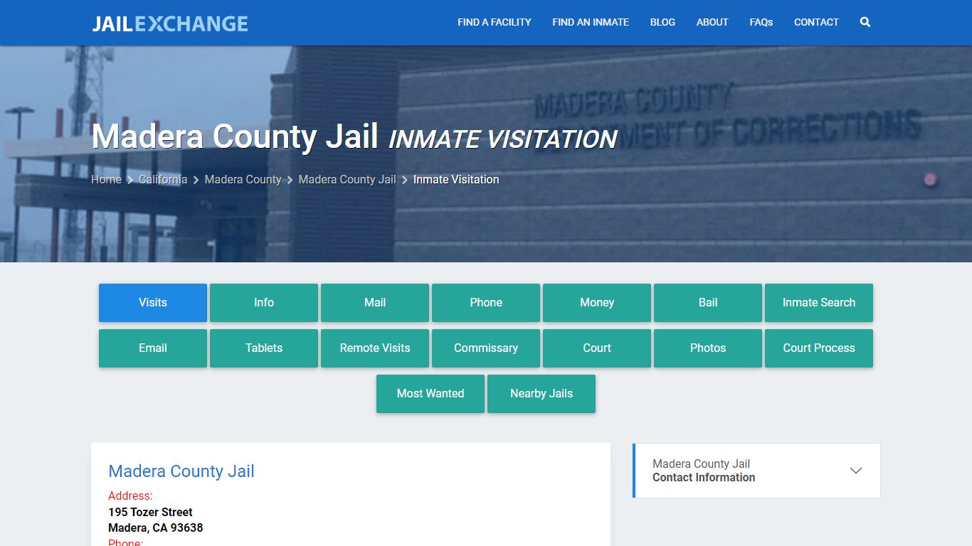 Inmate Visitation - Madera County Jail, CA - Jail Exchange